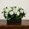 13" UV Resistant Artificial Geranium in Rectangular Planter (Indoor/Outdoor)